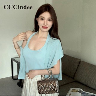 Cccindee ใหม่ ชุดเสื้อยืดแขนยาวลําลอง ทรงหลวม กันแดด สีพื้น เข้ากับทุกการแต่งกาย แฟชั่นสําหรับสตรี 2023