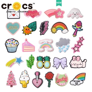 jibbitz crocs แท้ หัวเข็มขัด รูปหัวใจน่ารัก สีรุ้ง เครื่องประดับ สําหรับรองเท้า crocs 2023