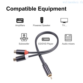 Wu RCA Male to RCA Female อะแดปเตอร์ซ็อกเก็ตแจ็คเชื่อมต่อเสียงสเตอริโอ 1 to 2 RCA Aux Socket to Headphone Music