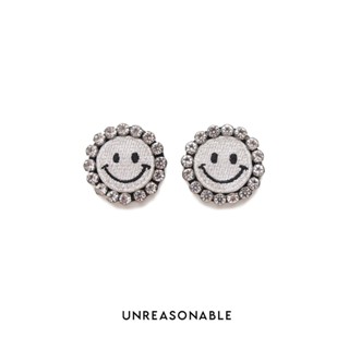 ต่างหู Smiley สีเงิน ต่างหูคลิป ต่างหูก้านเงินแท้ น้ำหนักเบา UA0885-04 Unreasonable Accessories