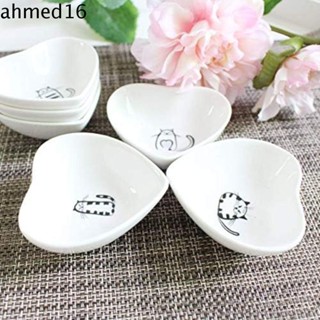 Ahmed จานเซรามิค ลายหัวใจน่ารัก สีขาว สําหรับใส่ซอสแมว 6 ชิ้น