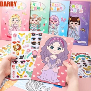 Darby สมุดสติกเกอร์แต่งหน้า ลายการ์ตูน เปลี่ยนสีได้ ใช้ซ้ําได้ DIY