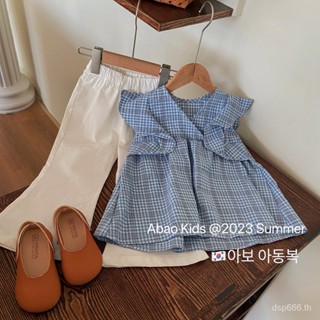 Girls summer suit Western style 2023 new fashionable baby girl summer casual thin pants two-piece set children Y0EB