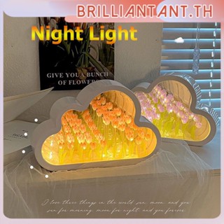 โคมไฟกระจกดอกทิวลิป Diy Led Cloud Night Light ดอกไม้ทะเลโคมไฟกลางคืน Creative Flower Lights For Desktop Decor Gift