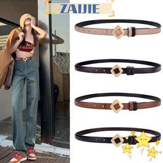 Zaijie24 เข็มขัดคาดเอว หนัง PU แบบบาง หัวเข็มขัดโลหะผสมสังกะสี ปรับได้ สําหรับผู้หญิง