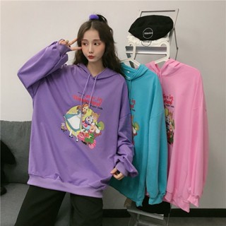 Alice 2023 new Korean style autumn and winter fashion cartoon thin section loose hooded sweater women