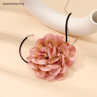 Onem สร้อยคอโชคเกอร์สั้น ผ้าขนปุย ลายดอกไม้ ขนาดใหญ่ หรูหรา เครื่องประดับแฟชั่น สําหรับผู้หญิง งานแต่งงาน