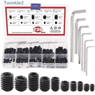 Twinkle ชุดสกรู 230 ชิ้น 3/8x1/2 นิ้ว -1/8x3/16 นิ้ว 12.9 โลหะผสมเหล็ก หัวหกเหลี่ยม พร้อมประแจหกเหลี่ยม 10 ขนาด สีดํา 6 ชิ้น