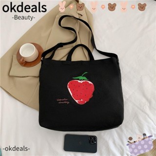 Okdeals กระเป๋าถือ ผ้าแคนวาส ทรงสี่เหลี่ยม จุของได้เยอะ สีดํา สีขาว สําหรับผู้หญิง