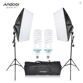 [T&amp;L]Andoer ชุดอุปกรณ์เต็นท์ร่ม ซอฟท์บ็อกซ์ หลอดไฟ 135W 2 ชิ้น ขาตั้งกล้อง 2 ชิ้น ซอฟท์บ็อกซ์ 2 ชิ้น กระเป๋าพกพา 1 ชิ้น สําหรับถ่ายภาพบุคคล