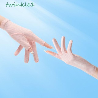 Twinkle1 ถุงมือผ้าไหม แบบนิ่ม สีพื้น ใส่สบาย เหมาะกับฤดูร้อน สําหรับผู้หญิง