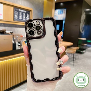เคสโทรศัพท์มือถือ ซิลิโคนนุ่ม ใส กันกระแทก ลายคลื่น สีดํา สําหรับ IPhone 14 Pro Max 11 Pro Max ip 14Pro 13 ip 12 Pro Max