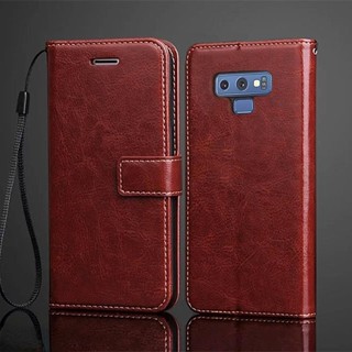 เคสหนัง Pu ฝาพับ พร้อมช่องใส่บัตร สไตล์เรโทร สําหรับ Samsung Galaxy Note9 N960F Note 9