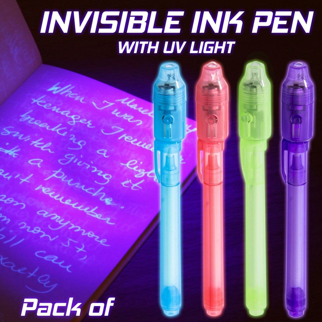1 ชิ้น ปากกา UV ปากกาวิเศษ ปากกาหมึกสอดแนมที่มองไม่เห็น พร้อมแสง UV แบล็คไลท์ อุปกรณ์การเรียนเด็ก ของขวัญสร้างสรรค์