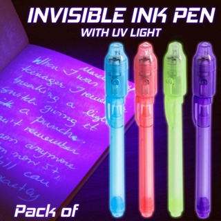 ปากกายูวี MAGIC Pen ของเล่นปากกาสอดแนมหมึกที่มองไม่เห็น พร้อมแสง UV ปากกาแบล็คไลท์ เขียนบนพื้นผิวใด ๆ คําโปร่งใส