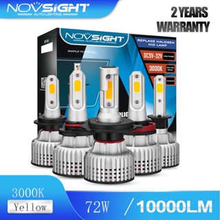 Novsight หลอดไฟหน้ารถยนต์ N12Y 3000K สีเหลือง 10000Lm 72W Car Led Headlight Car Light Bulb X2