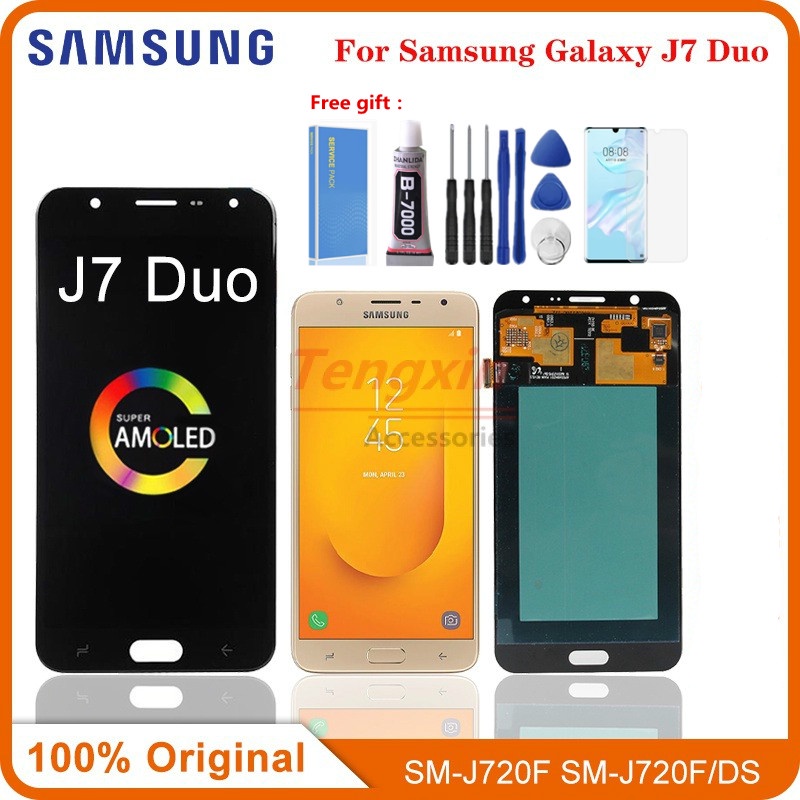 5.5 "; LCD AMOLED สําหรับ SAMSUNG Galaxy J7 Duo 2018 J720 J720F SM-J720F SM-J720M SM-J720F/D จอแสดงผ