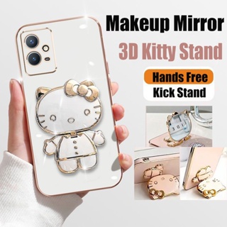 เคสโทรศัพท์มือถือ ขอบสี่เหลี่ยม ลายเฮลโลคิตตี้ 3D หรูหรา สําหรับ Realme C55 C30S GT NEO 3 10 Pro Plus Pro+ 4G 5G DY2 DY1