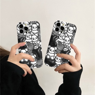 เคสโทรศัพท์มือถือ TPU ลายหมีขาวดํา สําหรับ Samsung A14 A04 A04S A13 A03 A03S A12 A52 A52S A21S A50 A50S A30S A20 A10S A10 A11 M11 J7Prime J7Pro J6Prime J6Plus