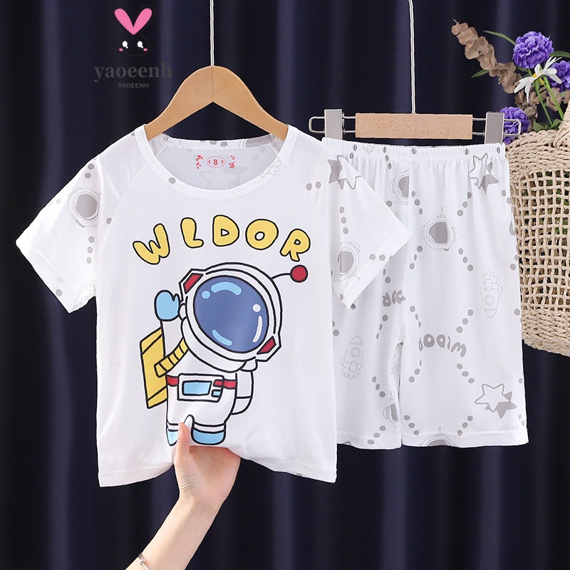 【YAOEENH】พร้อมส่ง ชุดนอนแขนสั้น แบบบาง ลายการ์ตูน ขนาดใหญ่ 95-158 ซม. สําหรับเด็กผู้ชาย