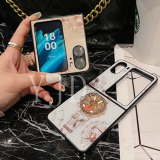 เคสโทรศัพท์มือถือ ป้องกันกระแทก ประดับเพชรเทียม ลายกระต่ายน่ารัก สําหรับ OPPO Find N2 Flip