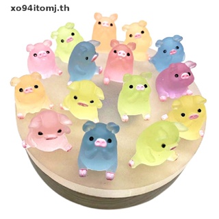 Xotomj แดชบอร์ดเรซิ่น รูปหมูเรืองแสง ขนาดเล็ก DIY สําหรับตกแต่งบ้าน รถยนต์ 1 5 ชิ้น