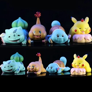 โมเดลฟิกเกอร์ Pokemon Fat Otaku Series Bulbasaur Squirtle Pikachu Charmander Kawaii ของเล่นสําหรับเด็ก