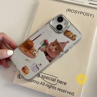 For เคสไอโฟน 14 Pro Max [Mirror Birthday Cat] เคส Phone Case For iPhone 14 Pro Max Plus 13 12 Mini 11 For เคสไอโฟน11 Ins Korean Style Retro Classic Couple Shockproof Protective TPU Cover Shell