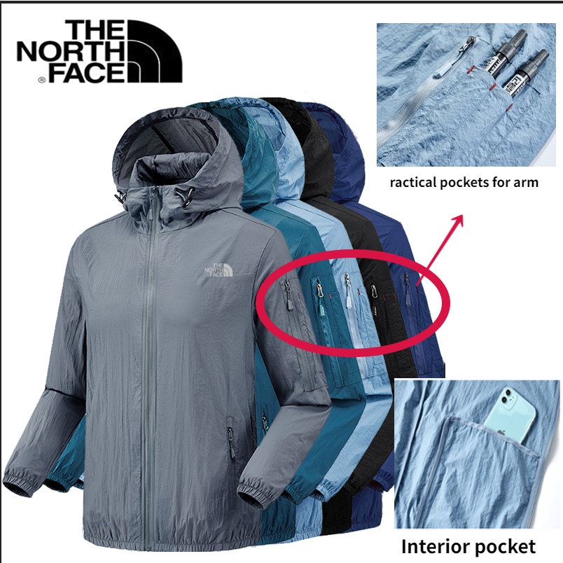 The North Face North M-5 XL เสื้อแจ็คเก็ตสําหรับผู้ชาย,ป้องกันแสงแดดกลางแจ้ง UV Breathable ตกปลาเสื้