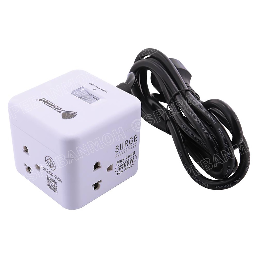 CU-42 ปลั๊กพ่วง Toshino รางปลั๊กไฟ Toshino รางปลั๊ก 4 ช่อง IEC53 3x0.75 sq.mm 2เมตร 10A 2300W Surge 