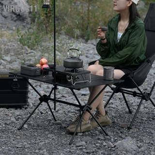 Virgo311 โต๊ะตั้งแคมป์พับได้แบบพกพาน้ำหนักเบาสีดำ Anodized Treatment Mini Camping Picnic Stove Table