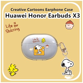 【Trend Front】เคสหูฟัง แบบนิ่ม แบบใส ลายการ์ตูน สําหรับ Huawei Honor Earbuds X3 X3