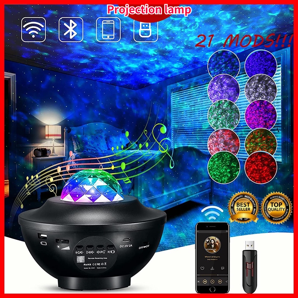 💖💖Colorful starry sky galaxy projector nightlight usb music player star night light romantic lamp pr