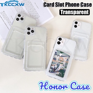 เคสโทรศัพท์มือถือ TPU นิ่ม แบบใส บางพิเศษ พร้อมช่องใส่บัตรเครดิต สําหรับ Honor X9a X8a X7a X8 X9 5G X6 Magic 5 Lite