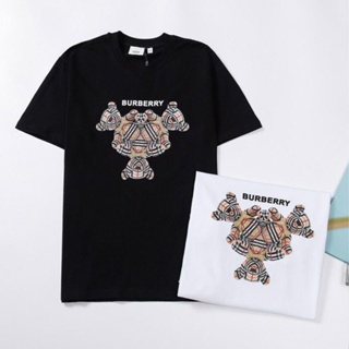 [Official]Burberry Spring Summer New Style Trendy B Series Bear Letter Print Short-Sleeved t-Shirt Loose Pure Cotton