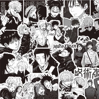 ❉ Jujutsu Kaisen . Classical Black & White Stickers ❉ 64Pcs/Set DIY Fashion Decals Doodle Stickers