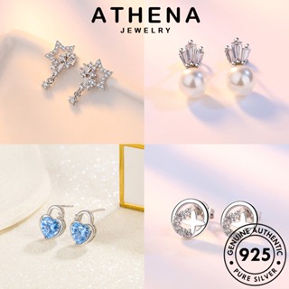 ATHENA JEWELRY แท้ เครื่องประดับ เกาหลี 925 เพชร ต่างหู แฟชั่น ตุ้มหู เครื่องประดับ ต้นฉบับ Silver ไข่มุก ผู้หญิง หนีบ มอยส์ซาไนท์ ห่วง เงิน M023