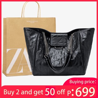 Zara กระเป๋าถือ กระเป๋าสะพายไหล่ ทรงโท้ท แฟชั่นสําหรับสตรี772304