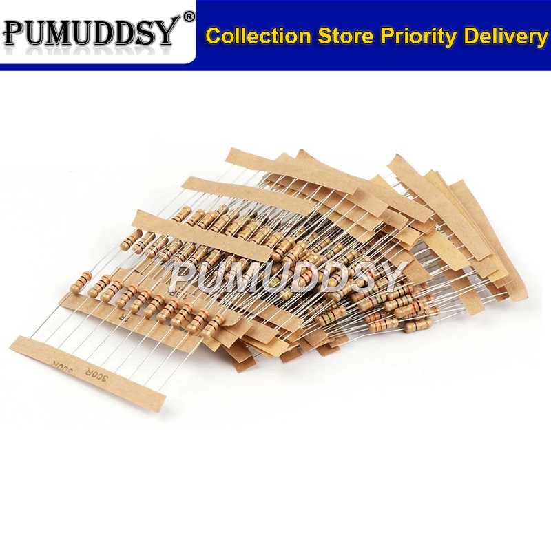 20PCS 1W ตัวต้านทานฟิล์มคาร์บอน 5% 680R-43K 750R 850R 910R ความต้านทานแหวนสีโอห์ม 1K 5K 10K 20K
