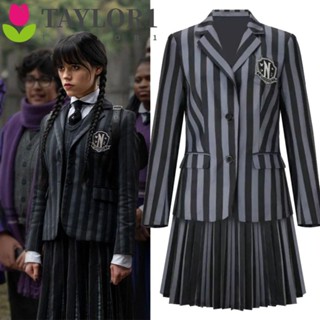 Taylor1 เสื้อโค้ทคอสเพลย์ Nevermore Academy Wednesday Addams พร็อพถ่ายรูป สําหรับผู้หญิง และผู้ชาย