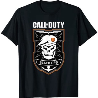 เสื้อยืดผ้าฝ้ายพรีเมี่ยม เสื้อยืด ลาย Call of Duty Ops 4 Badge สีดํา สําหรับผู้ใหญ่_02