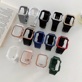 เคสซิลิโคน + สาย TPU สําหรับ iWatch Series 8 7 6 SE 5 4 45 มม. 41 มม. 40 มม. 44 มม. สายนาฬิกาข้อมือ Spigen