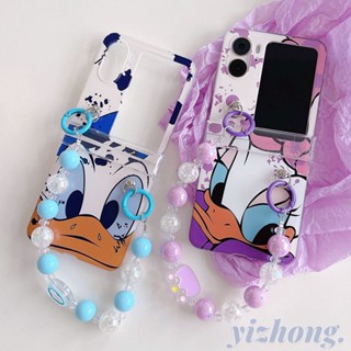 เคสโทรศัพท์มือถือ TPU นิ่ม กันรอยขีดข่วน กันหล่น กันฝุ่น กันหาย ลายการ์ตูนโดนัลด์ เดซี่ เป็ดน่ารัก พร้อมสายโซ่ลูกปัดกลม สําหรับ OPPO N2