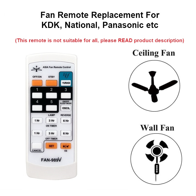 (0) Fan Remote Replacement สําหรับรีโมท KDK & อื่นๆ (มีคําอธิบายสินค้า อ่านก่อนซื้อ)