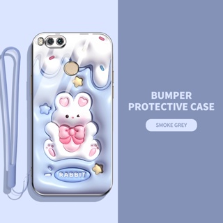 เคสโทรศัพท์มือถือ ซิลิโคนนิ่ม TPU ลายการ์ตูนกระต่าย ไดโนเสาร์ 3D พร้อมสายคล้อง สําหรับ Xiaomi Mi A1 Mi 5X 2017