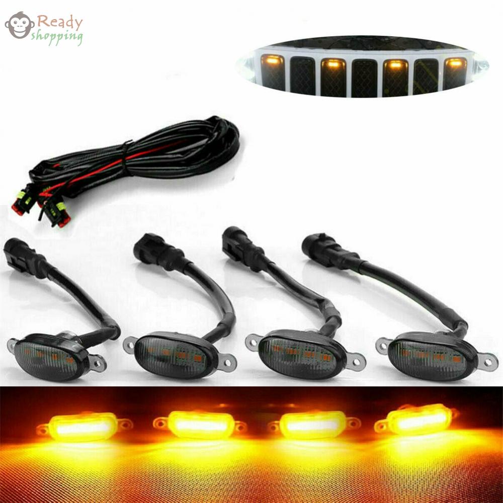 ตะแกรงกระจังหน้า LED สําหรับ Jeep Grand-Cherokee 2003-2021 4 ชิ้น