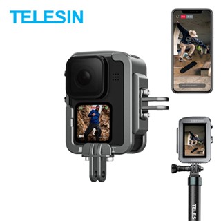 GoPro 11 / 10 / 9 New Telesin Aluminum House Cage Vertical Type Suitable With Max Lens and Lens Filter (add an extra ada