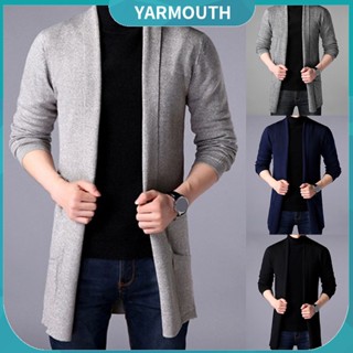 Yyr--เสื้อคาร์ดิแกนกันหนาว ผ้าถัก ป้องกันการหดตัว สีพื้น แฟชั่นฤดูใบไม้ร่วง และฤดูหนาว สําหรับผู้ชาย ใส่ทํางาน