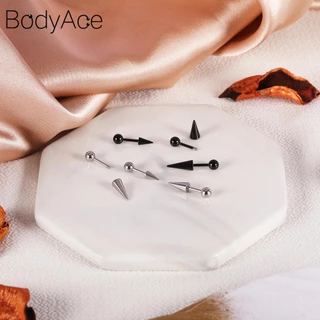 Bodyace 1 PC 16G/18G Punk ปีศาจยาว Spike Labret Lip เจาะสแตนเลสกระดูกอ่อนสตั๊ดต่างหูกรวย Conch Helix เจาะ