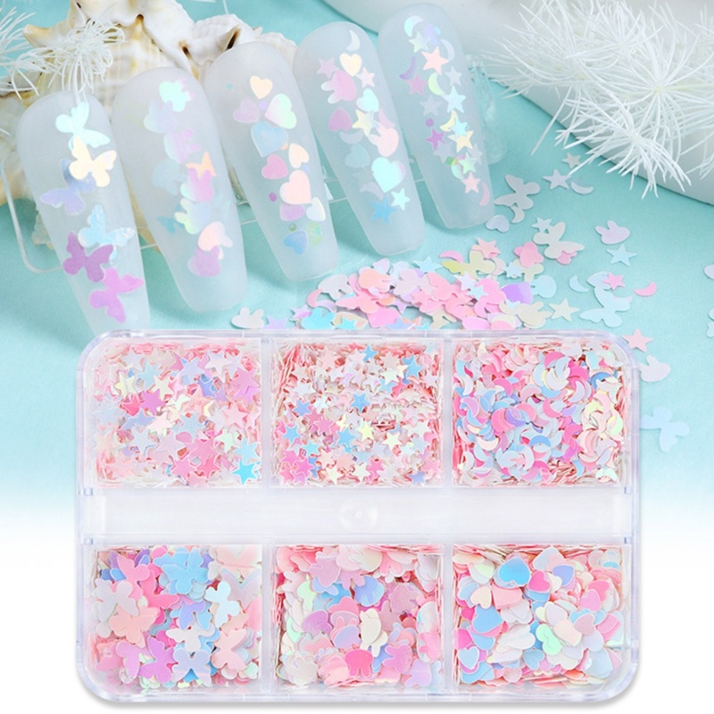 Moon Heart Glitter เลื่อมประกายเลื่อมผสมเล็บ Glitter ผสมตกแต่งเล็บประกายเลื่อมสําหรับ DIY เล็บ